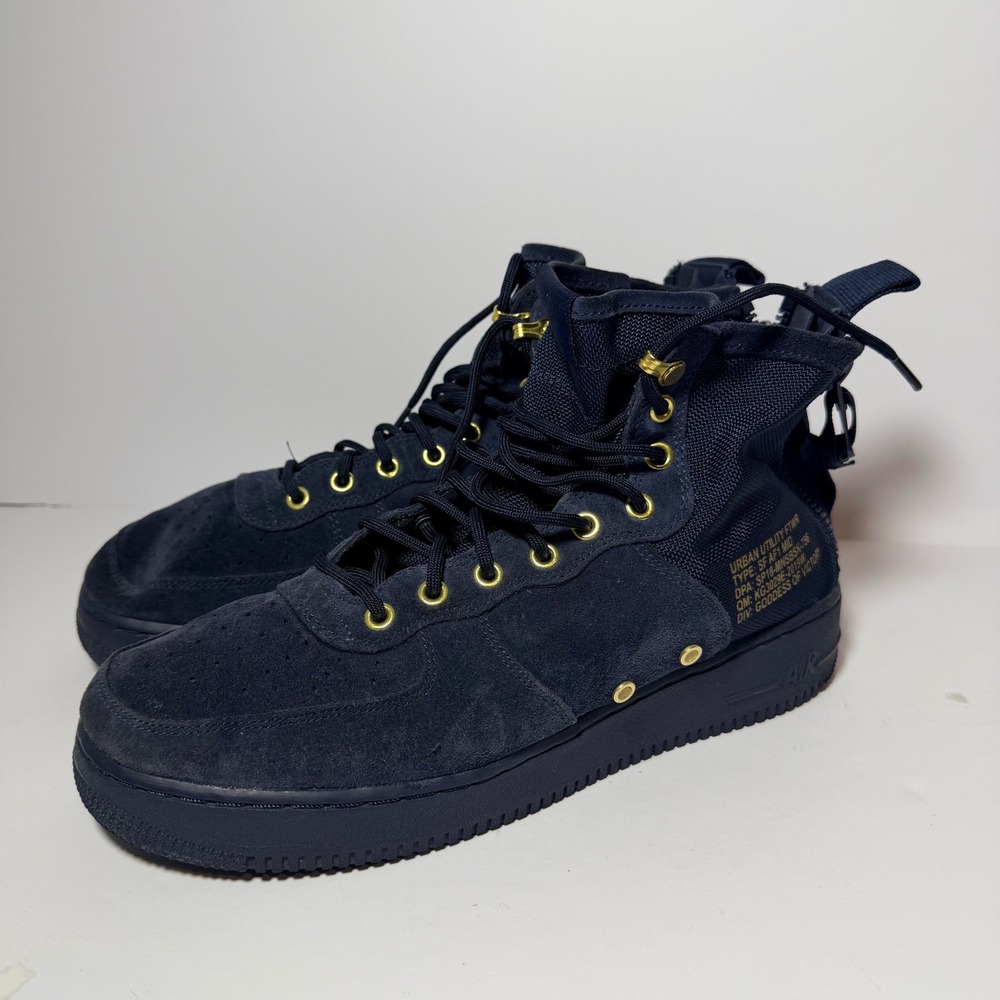 Nike SF Air Force 1 Mid Men 10.5 Obsidian Navy Gold Urban Utility 917753-400